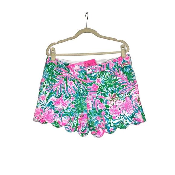 LILLY PULITZER Buttercup Knit Shorts Sz 10 Amalfi Blue Leaf It Wild Resort NWT - Picture 4 of 16